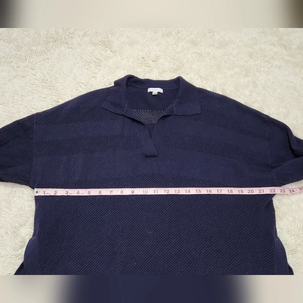 JOHNNY WAS Calme Pullover Sweater Organic Cotton / Cashmere Dark Blue Size XL